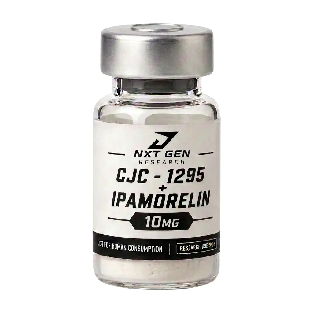 CJC-1295 + Ipamorelin 10 mg research compound vial, research use only