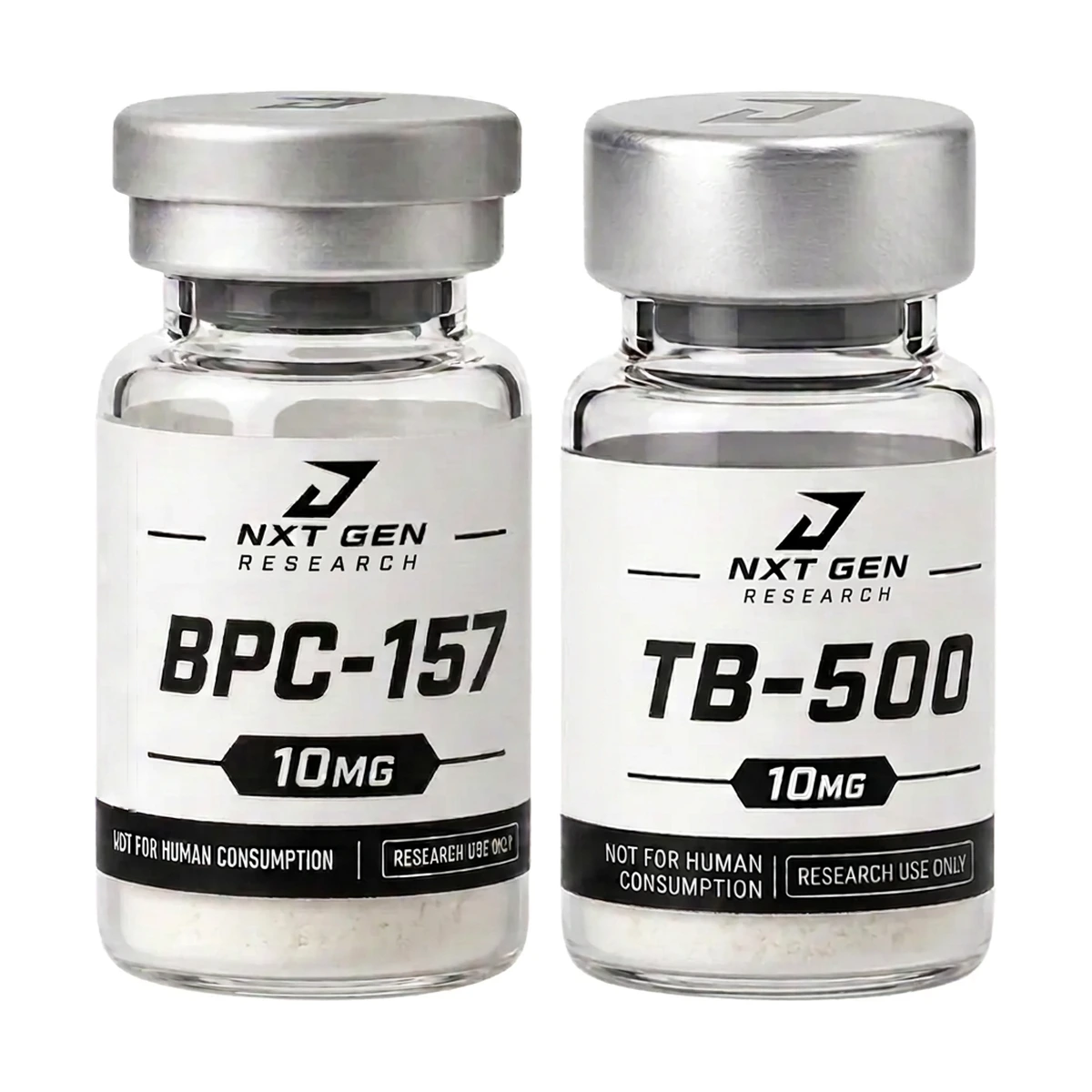 BPC-157 + TB-500 Stack 2 x 10 mg research compound vial, research use only